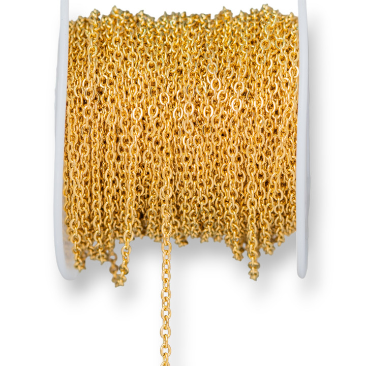 Forcetina θρυμματισμένη αλυσίδα από ατσάλι 1,6x1,8mm Σύρμα 0,4mm 20 μέτρα επίχρυσο