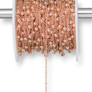 Chaîne en acier Forzatina avec boules de 3,5 mm et fil de 0,4 mm 15 mt en or rose