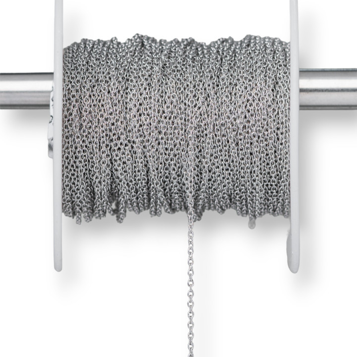 Catena Di Acciaio Forzatina Liscia 1,2x1,6mm Filo 0,3mm 20 Metri Acciaio