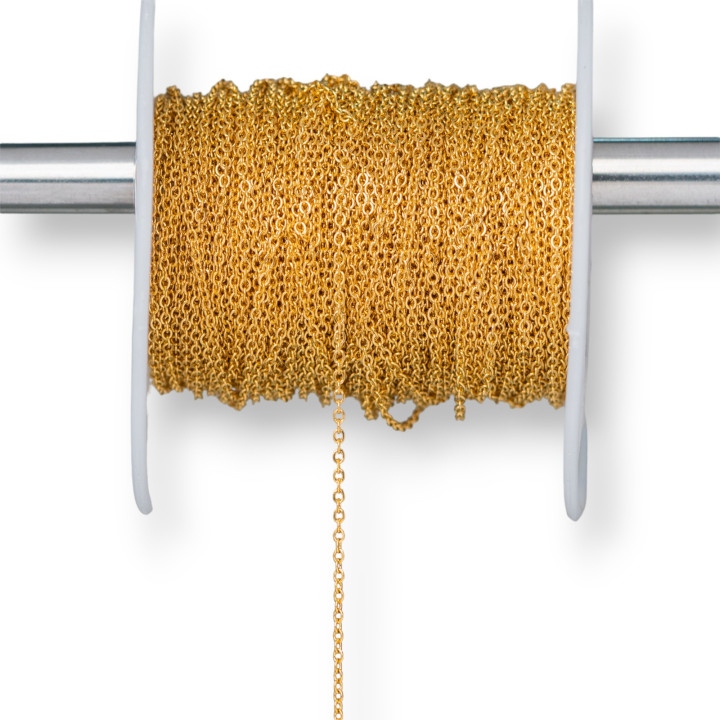 Chaîne Câble Acier Lisse 1.2x1.6mm Fil 0.3mm 20 Mètres Plaqué Or