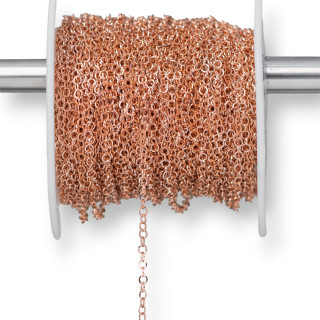 Catena Di Acciaio Forzatina Tonda Schiacciata 2,0mm Filo 0,3mm 20 Metri Oro Rosa
