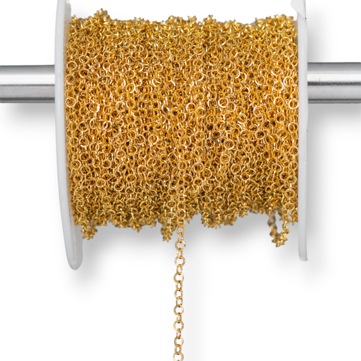 Catena Di Acciaio Forzatina Tonda Schiacciata 2,0mm Filo 0,3mm 20 Metri Placcato Oro