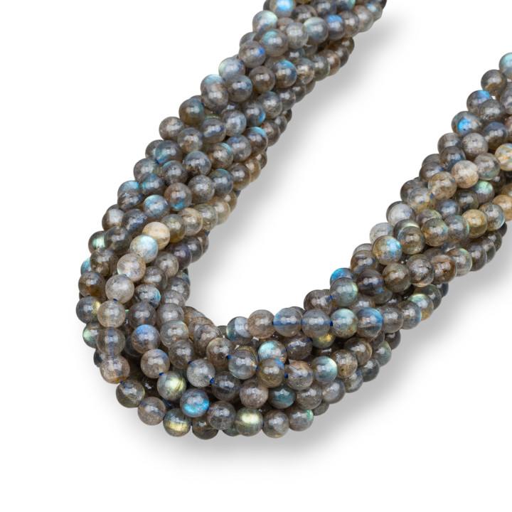 Labradorite grise ronde lisse de première qualité (YHG) 07 mm intense