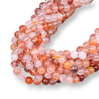 Quartz Hématoïde Rouge Clair Lisse Rond 06mm