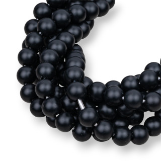 Onyx Noir Satin Mat (Mat) Ronde Lisse Trou 2,0mm 06mm