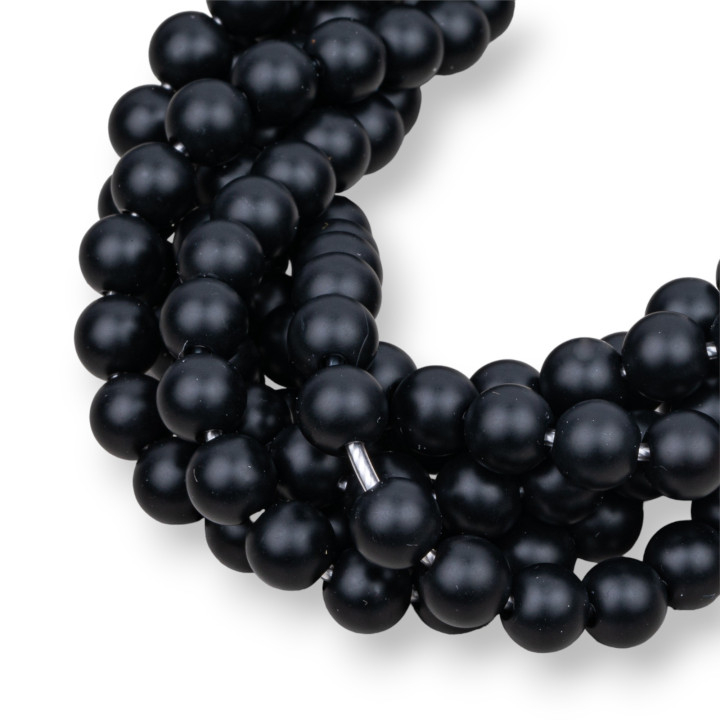 Onyx Negro Satinado Mate (Mate) Redondo Liso Agujero 2,0mm 08mm