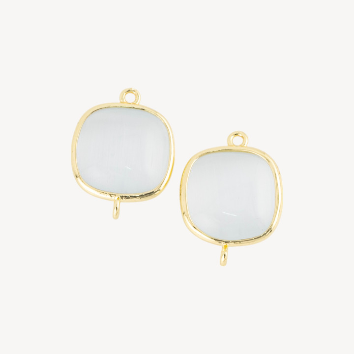 Conector de componente de latón de ojo de gato cuadrado de 18 mm con 2 anillos 8 piezas blanco