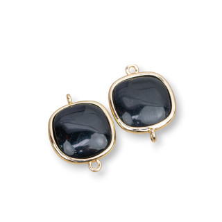 Conector de componente de latón de ojo de gato cuadrado de 18 mm con 2 anillos 8 piezas negro