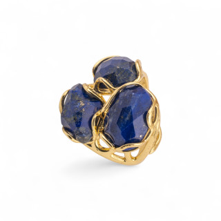 Anello Regolabile in Bronzo Dorato Collezione Aurora-S con Anello Di Bronzo Collezione AURORA 25x27mm Con Pietre Dure   Lapisla