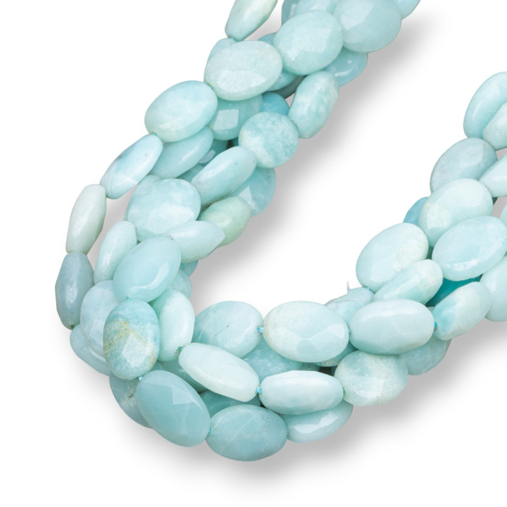 Amazonita Plana Ovalada Facetada 10x14mm Segunda Elección