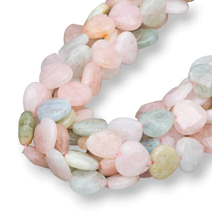 Berilo Aguamarina Multicolor Corazón Plano Facetado 14mm