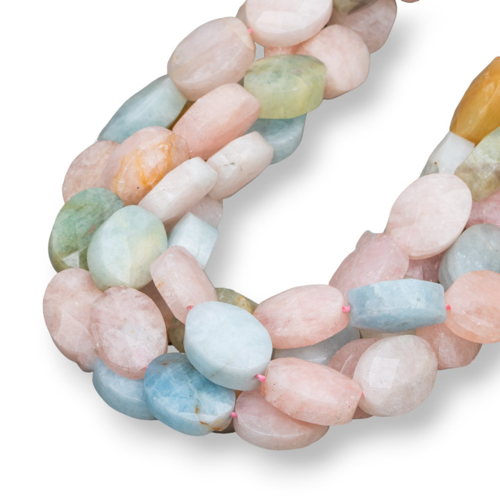 Acquamarina Berilli Multicolor Ovale Piatto Sfaccettato 13x18mm Spessore 5,5mm