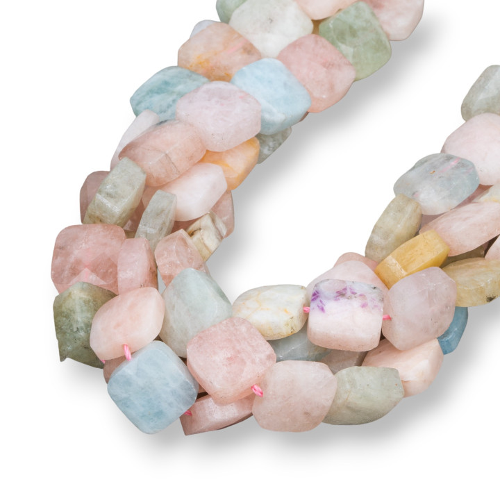 Aquamarin Beryll Multicolor quadratisch facettiert flach 10mm