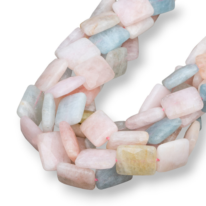 Berilo Aguamarina Multicolor Rectángulo Plano Facetado 10x14mm