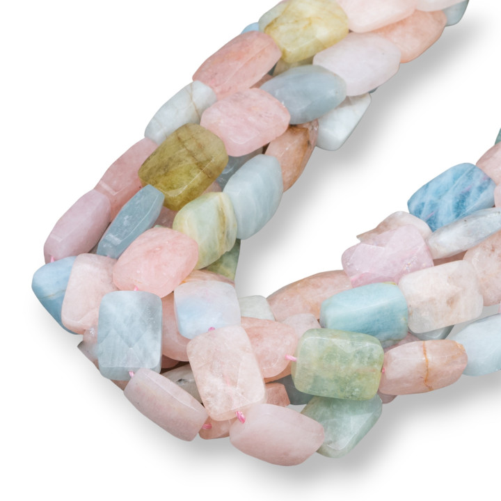 Aquamarin Beryll Multicolor Flaches Rechteck Facettiert 13x18mm Dicke 6,5mm