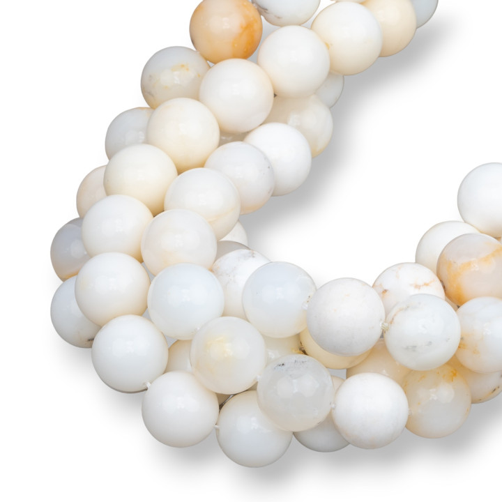 Opale Blanche Ronde Lisse 14mm
