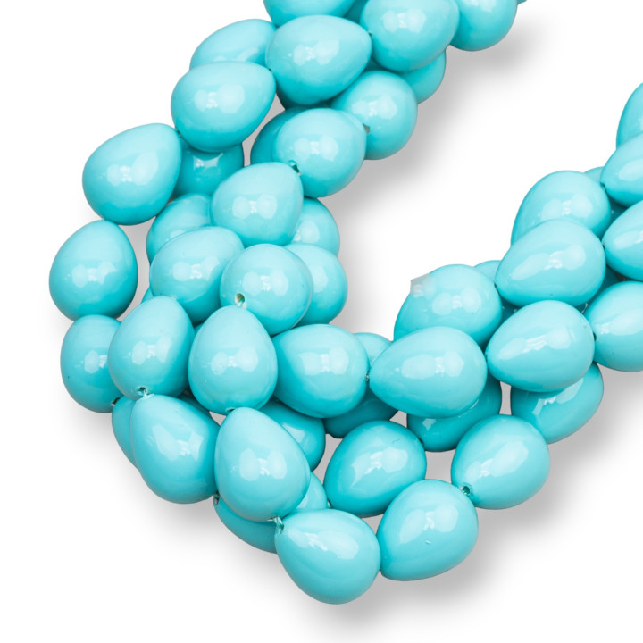 Türkise mallorquinische Perlen Briolette Tropfen 12x15mm