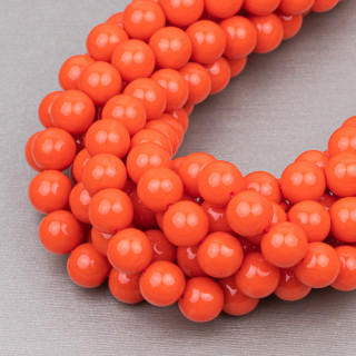 Smooth Round Orange Coral Imitation Resin 08mm