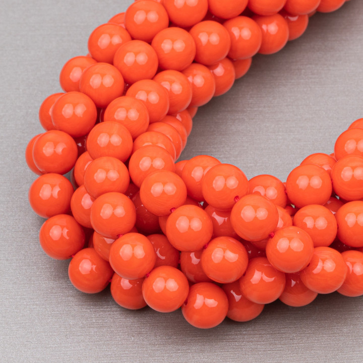 Smooth Round Orange Coral Imitation Resin 08mm