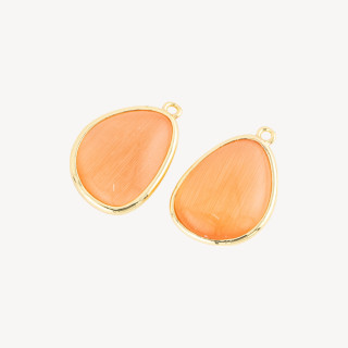 Componente Colgante De Bronce Con Ojo De Gato Mango 18x25mm Con 1 Anillo 8pcs Melocotón