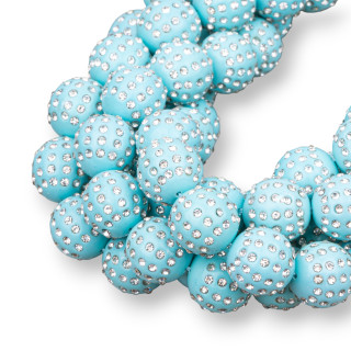 Bolas 2 Agujeros Con Strass 16mm Pasta Turquesa 1 Hilo