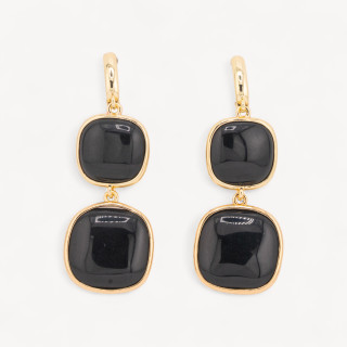 Bronze Cat Eye Ohrstecker Double Square 22x60mm Schwarz