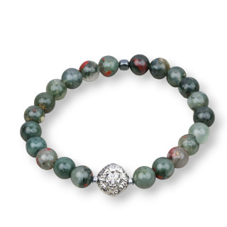 Bracciale Elastico Di Pietra Dure  8mm Con Ematite Linea Uomo MOD4 Bloody Jasper