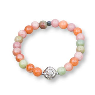 Pulsera Elástica De Piedra Dura De 08mm Con Hematites Linea Masculina MOD4 Jade Kunzite