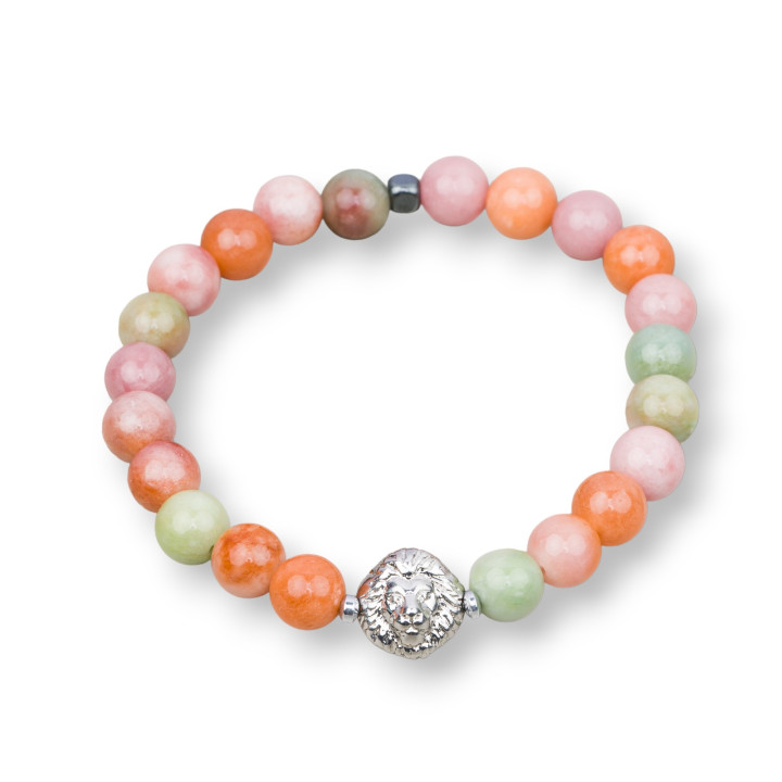 Bracelet Élastique Pierre Dure 08mm Avec Hématite Ligne Homme MOD4 Jade Kunzite