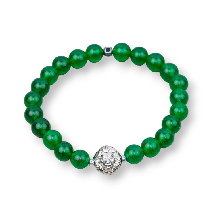 Pulsera Elástica De Piedra Dura De 08mm Con Hematites Línea Masculina MOD4 Jade Verde