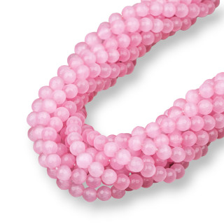 Occhio Di Gatto Rosa Perlina Tonda Sfaccettata 6mm