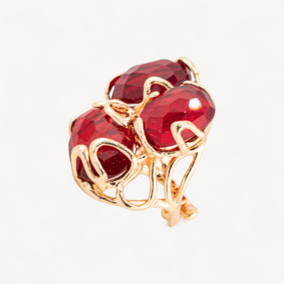 Anillo Bronce Con Ojo De Gato 32x36mm Tamaño Ajustable Dorado Rojo Burdeos MOD66