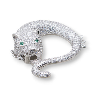 Componente Di Ottone Pave' Zirconato Ouroboros 37x43mm 1pz