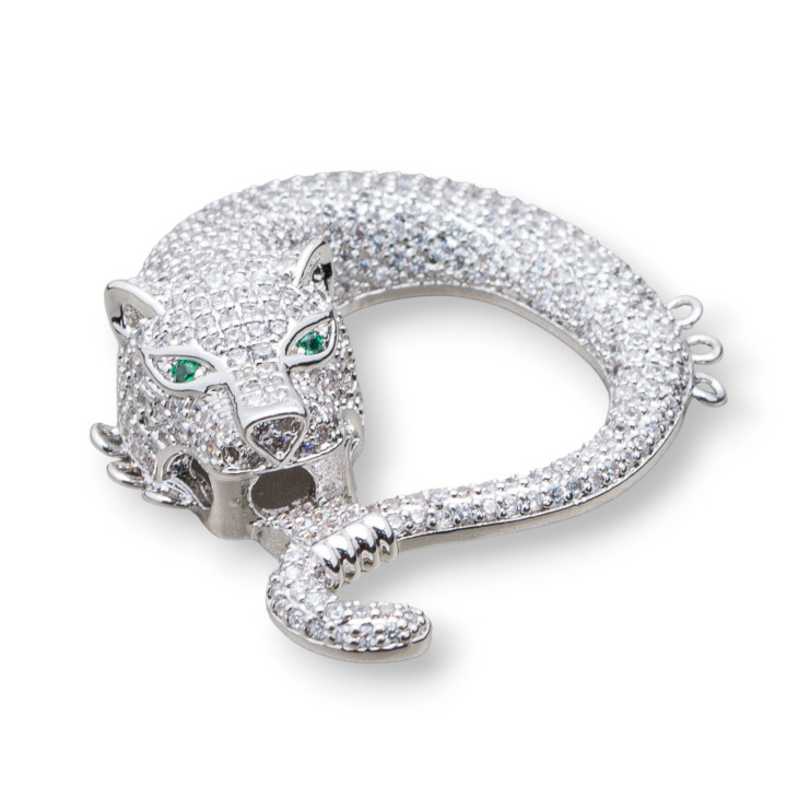 Brass Component Pave' Zirconate Ouroboros 37x43mm 1pc