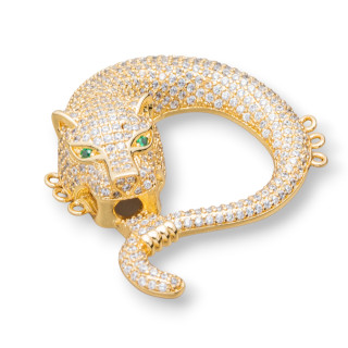 Pave 'Messing Komponente Zirkon Ouroboros 37x43mm 1St Golden