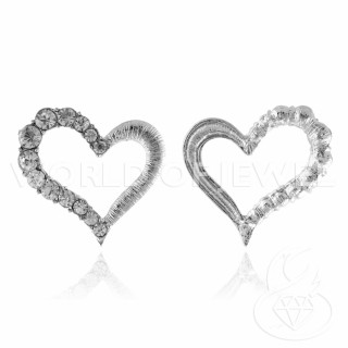 Distanziatore Di Ottone Con Strass Cuore Forato 30x26mm 15pz Bianco