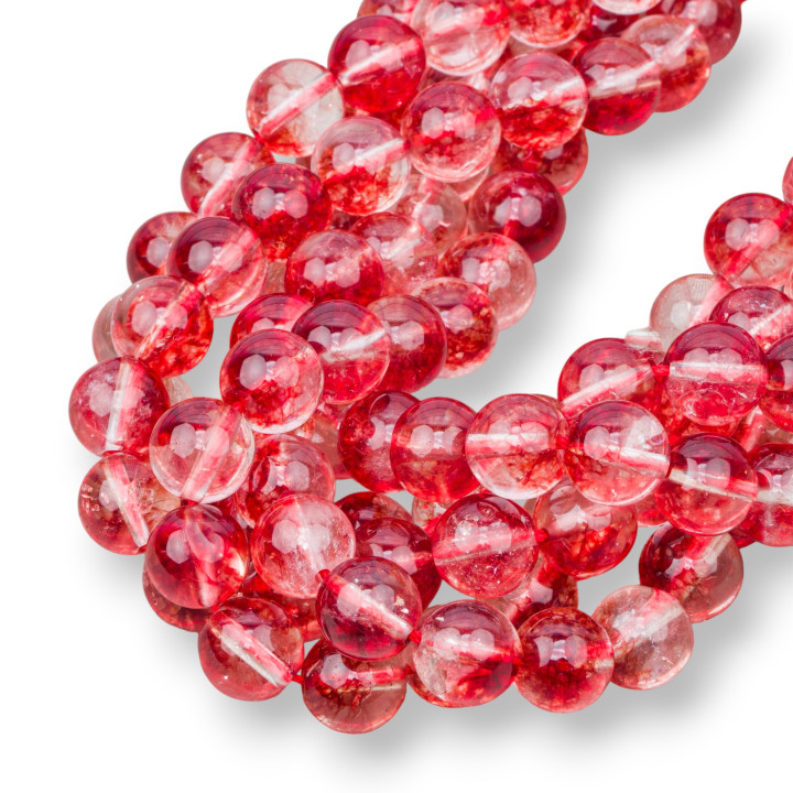 Cristal de Roca Rojo Redondo Liso 10mm