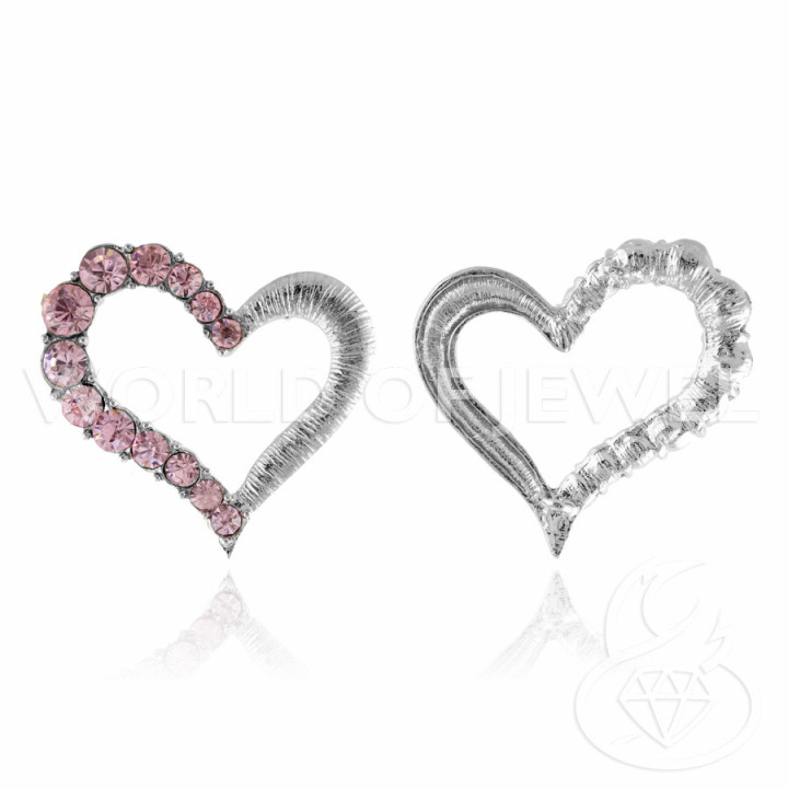 Espaciador Latón Con Corazón Perforado Strass 48mm 10uds Rosa