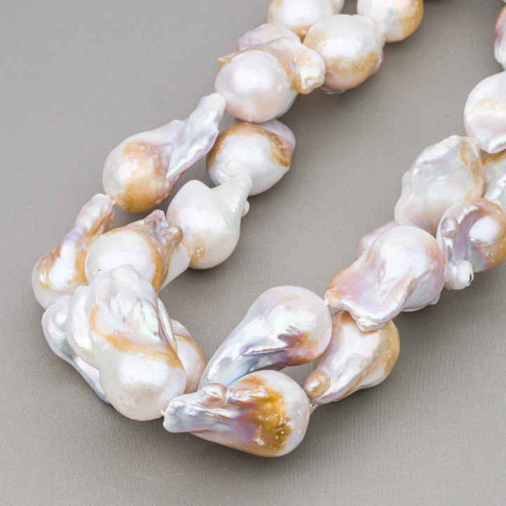 Teardrop Baroque River Pearls (NSW) 110-120gr Blanc Macchiato