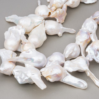 Perles de rivière baroques (AHB) 180-190gr Blanc tacheté