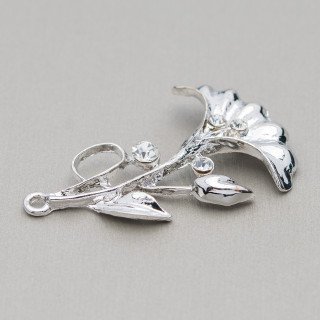 Intercalaire Laiton Avec Fleur Strass 25x40mm 25pcs Blanc