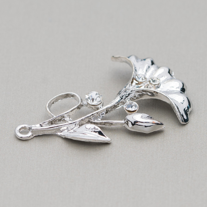 Separador Latón Con Flor Strass 25x40mm 25uds Blanco