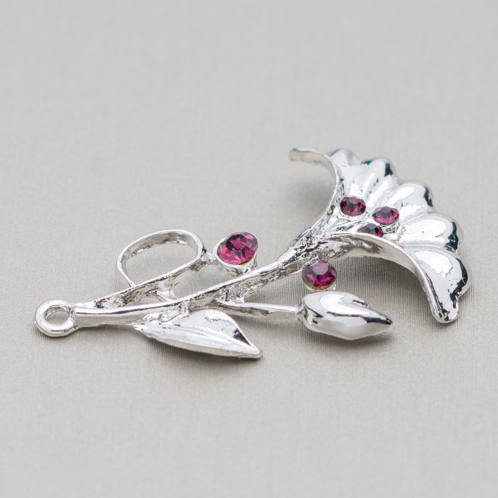 Intercalaire Laiton Avec Fleur Strass 25x40mm 25pcs Violet