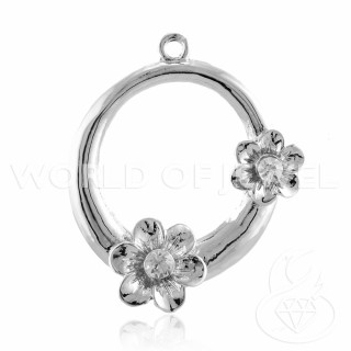 Brass Spacer With Rhinestone Flower 37mm 22pcs White