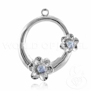 Abstandshalter aus Messing mit Blume Strass 37mm 22St Hellblau