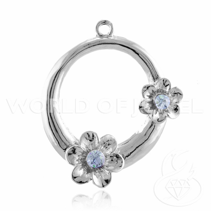 Abstandshalter aus Messing mit Blume Strass 37mm 22St Hellblau