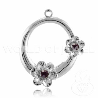 Distanziatore Di Ottone Con Strass Fiore 37mm 22pz Viola