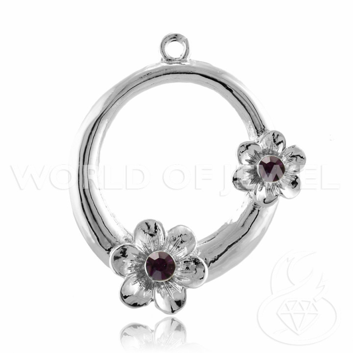 Espaciador Latón Con Flor Strass 37mm 22uds Morado