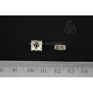 08mm Argent Carré Laiton Entretoise Avec Strass 50pcs