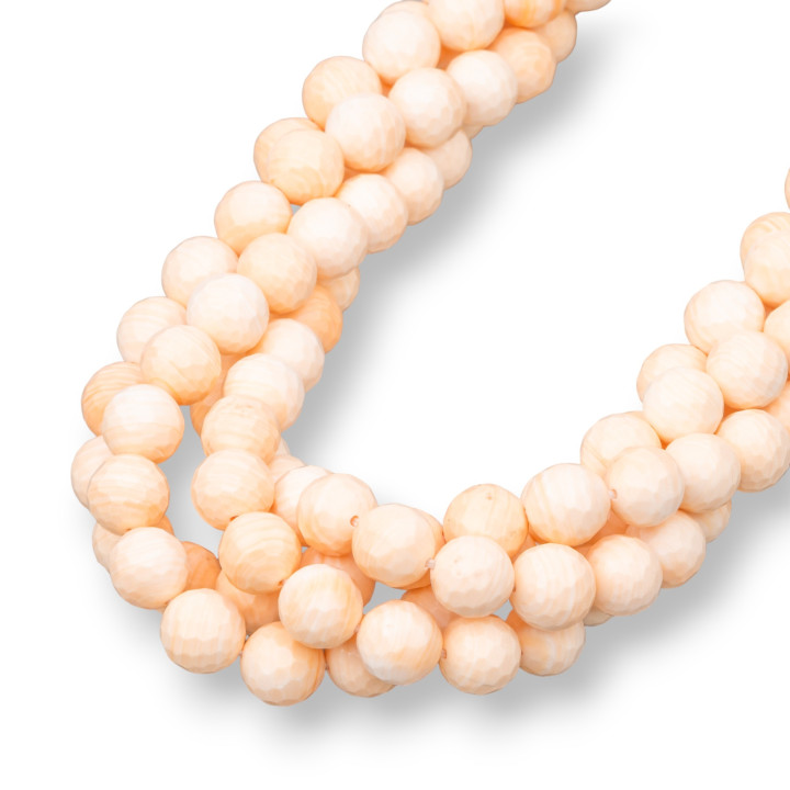 Conchiglia Rosa Naturale Perlina Tonda Sfaccettata 8mm